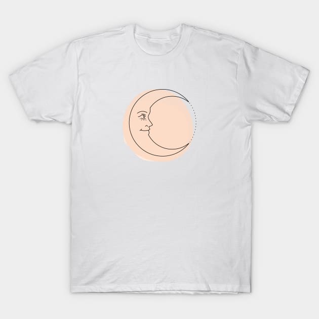 Boho Moon artwork fine line drawing T-Shirt by From Mars